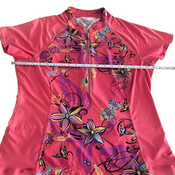 Skirt Sports | Cycling Jersey Women’s Large in salmon & pink floral. 3/4 zipper - Picture 10 of 15